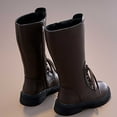 thumbnail image 5 of CONZONE Girl's Riding Boots Mid Calf Combat Boots for Girl Lace Up Side Zipper Soft Sole Leather Punk Goth Boot, 5 of 7