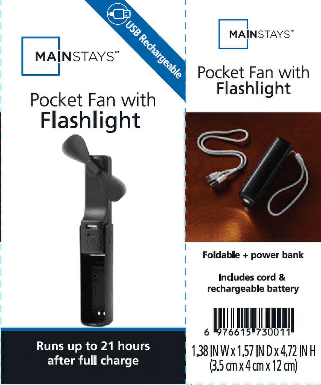 (2 pack) Mainstays Handheld Rechargeable Foldable Fan White