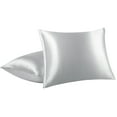 thumbnail image 6 of Unique Bargains Satin Set of 2 Zipper Closure Pillowcases Silver 17"x25", 6 of 8