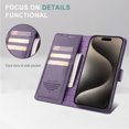 thumbnail image 4 of for iPhone 13 Wallet Case [RFID-Blocking] [Card Holder/Cash Slots] [Kickstand] [Magnetic Clasp], Advanced PU Leather Folio Flip Book Protective Shockproof Cover Women Men,Purple, 4 of 10
