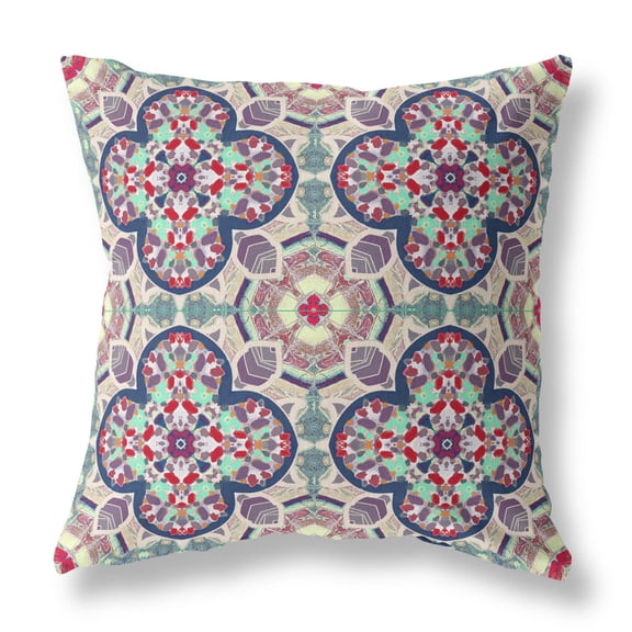 Clover Leaf Floral Indoor/Outdoor Fabric Pillow in Maroon Green 20x20