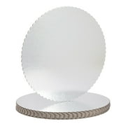 12-Pack Cake Boards 12 Inch, Elegant Round Scalloped Boards for Bakeries, Baking Desserts, Cake Decorating, Sturdy Cardboard Material, Disposable (Silver, 12x12x0.08 in)
