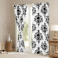 thumbnail image 3 of Homewish Bohemian Skull Skeleton Blackout Curtains,White Black Damask Curtains Pack of 2 (42x84 Each),Halloween Living Room Curtains, 3 of 6