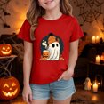 thumbnail image 2 of larppty Halloween Ghost Retro Girl Kids T-Shirt Graphic Tshirt Little Kids Fall Short Sleeve Tee Tops (Red,9-10 Years), 2 of 6