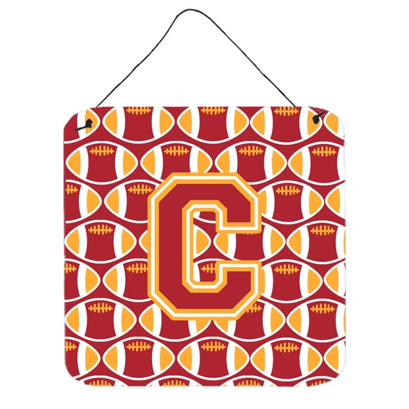 Letter C Football Cardinal and Gold Wall or Door Hanging Prints