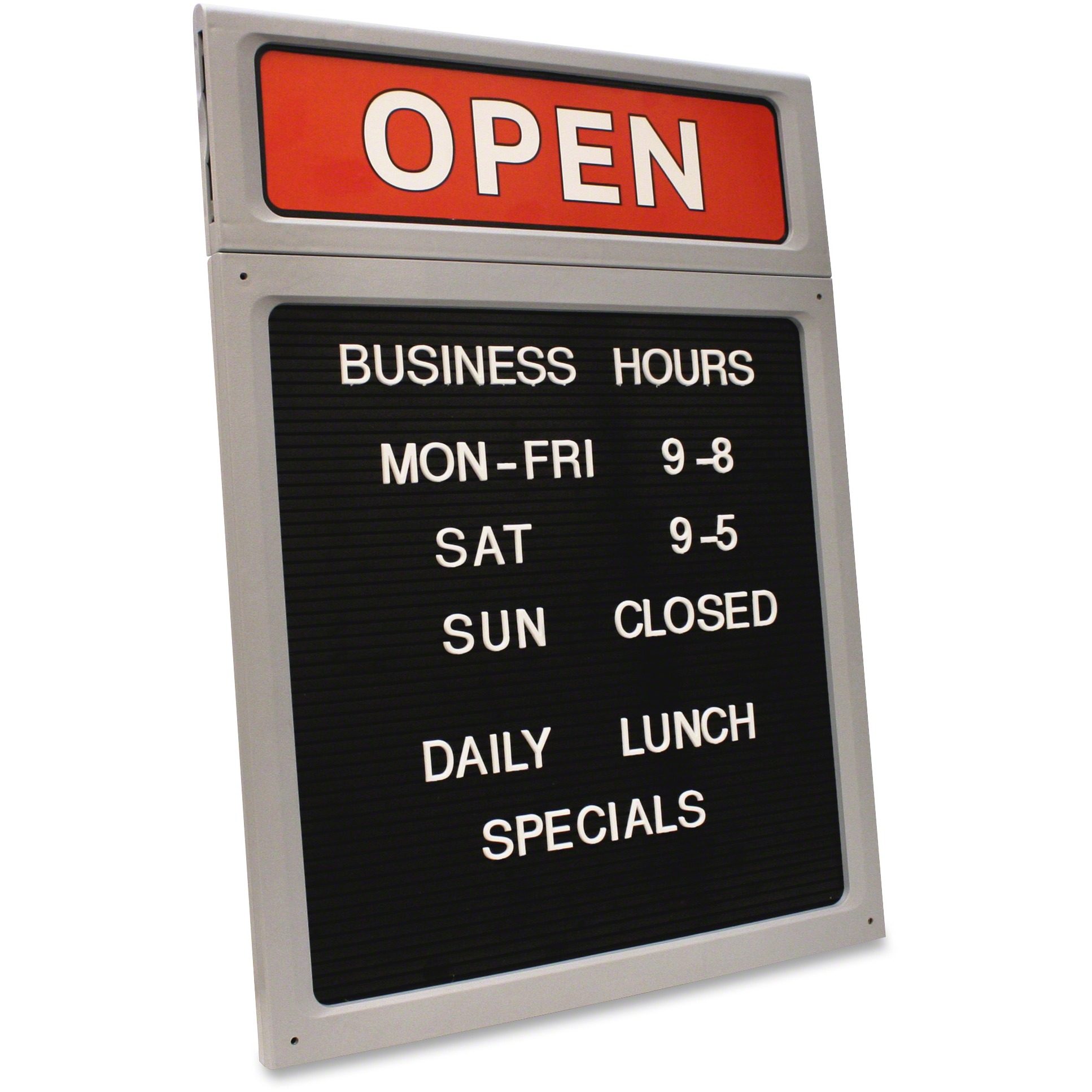 COSCO Message/Business Hours Sign, 15 x 20 1/2, Black/Red