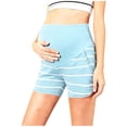 thumbnail image 5 of Zulora Pregnancy Maternity Shorts High Waist Over Belly Ribbed Striped Casual Pocket Summer Shorts For Pregnant Women​, 5 of 6