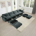 thumbnail image 4 of Chenille 4-Seater Sofa with Pull-Out Drawers & Storage, U Shape Modular Sectional, 4 of 23