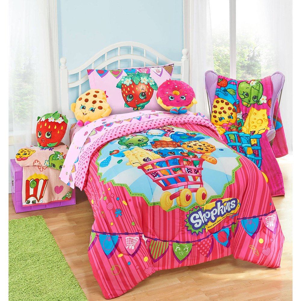 Shopkins Girls Twin Comforter & Sheet Set (4 Piece Bed In A Bag