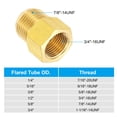 thumbnail image 5 of Uxcell 2Pcs 1/2" Flare Female x 5/8" Flare Male Brass Flare Pipe Fitting with Flare Nut, 5 of 7