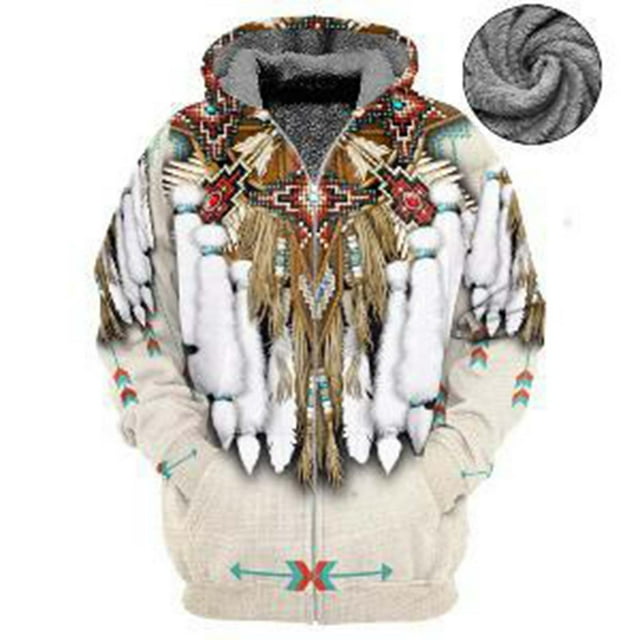 Winter Men's Padded 3D Printed Hooded Jacket with Extra Coat Warm Windproof for Cold Weather Outdoor Activities