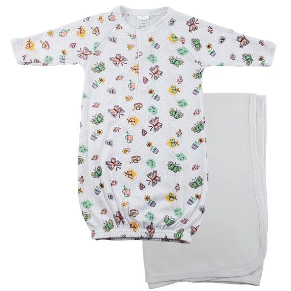Bambini Print Infant Gown and Recieving Blanket