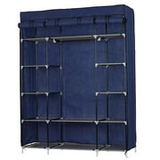 Ktaxon 53 Portable Closet Storage Organizer Wardrobe Clothes Rack With Shelves,Blue