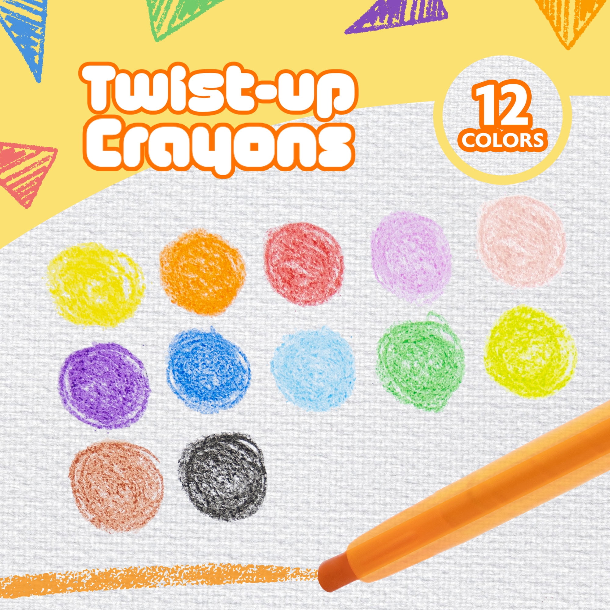 BAZIC 12 Color Rotatable Crayons, Twist-Up Propelling Crayon, 12-Packs