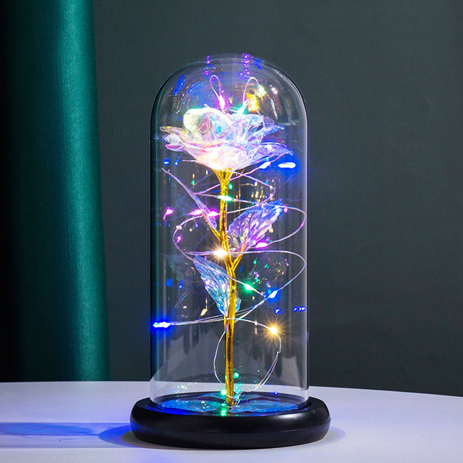 Catekro Glass Roses, Colorful Artificial Flowers With LED Light on ...