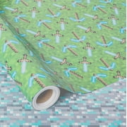 CHUCHUWA Pixel Style PresNok Gift Wrapping Paper Roll - Reversible Video Game Wrapping Paper for Birthday Party Game Lover DIY Craft (Total 28.5 sq.ft)
