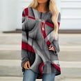 thumbnail image 2 of Long Sleeve Shirts for Women Dressy Casual Crew Neck Hem Flowy Tops Color Block Geometry Printed Oversized Loose Tunic Shirts Graphic Tees for Spring Fall #B06-Orange S, 2 of 5