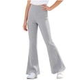 thumbnail image 3 of Mooqilaa Girls Flare Leggings Size 9-10 Years, High Waist Ribbed Knit Stretchy Casual Flare Pants Gray, 3 of 7
