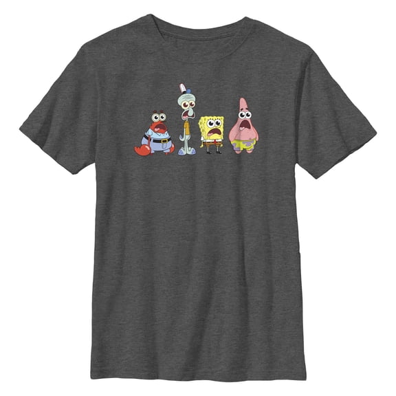 Boys' Husky SpongeBob SquarePants Group Stare Graphic T-Shirt