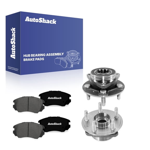 AutoShack Front Ceramic Brake Pads   Wheel Hub Bearing Assemblies with ABS Replacement for 2018-2019 Chevrolet Impala 6-PC Kit