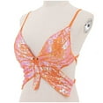 thumbnail image 7 of WNEGSTG Carnival Tank Top for Women, Sleeveless V Neck Sequin Blouse, Bandage Sparkly Crop Dance Vest Costume Bra Belly Outfits Women's, Orange, 7 of 7
