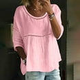thumbnail image 2 of Lolmot Womens Summer Tops Crewneck Lace Crochet Patchwork Short Sleeve Shirts Casual Solid Color Chiffon Hollow Blouses, 2 of 5