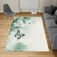 thumbnail image 2 of Floral Turkish Area Rug, Nature Theme Wild Flowers Monarch Flying Butterflies Lily on Lake Therapy Spa, Soft Carpet for Living Room Decor with Distressed Look, 2.6' x 5', Sea Green, by Ambesonne, 2 of 4
