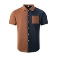 thumbnail image 5 of Men's Vintage Waffle Shirt Short Sleeve Button Down Summer Colorblock Beach Work Shirts, 5 of 6