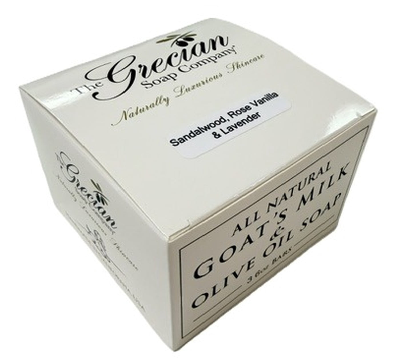 Grecian Soap Co. Goat's Milk Soap 3-Pack, Sandalwood, Rose Vanilla, Lavender, Essential Oil Scented, 3 x 6oz Bars