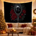 thumbnail image 3 of Around Profile Raven with Facing Enclosed Ornate Detailed, Spooky Gothic for Gothic Decor Fans, Dark Art Decor, Halloween Gift, Tapestry Wall Hanging for Bedroom and Dorm, 3 of 7