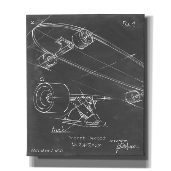 Epic Graffiti 'Skateboard Blueprint 1' by Ethan Harper Canvas Wall Art, 20" x 24"