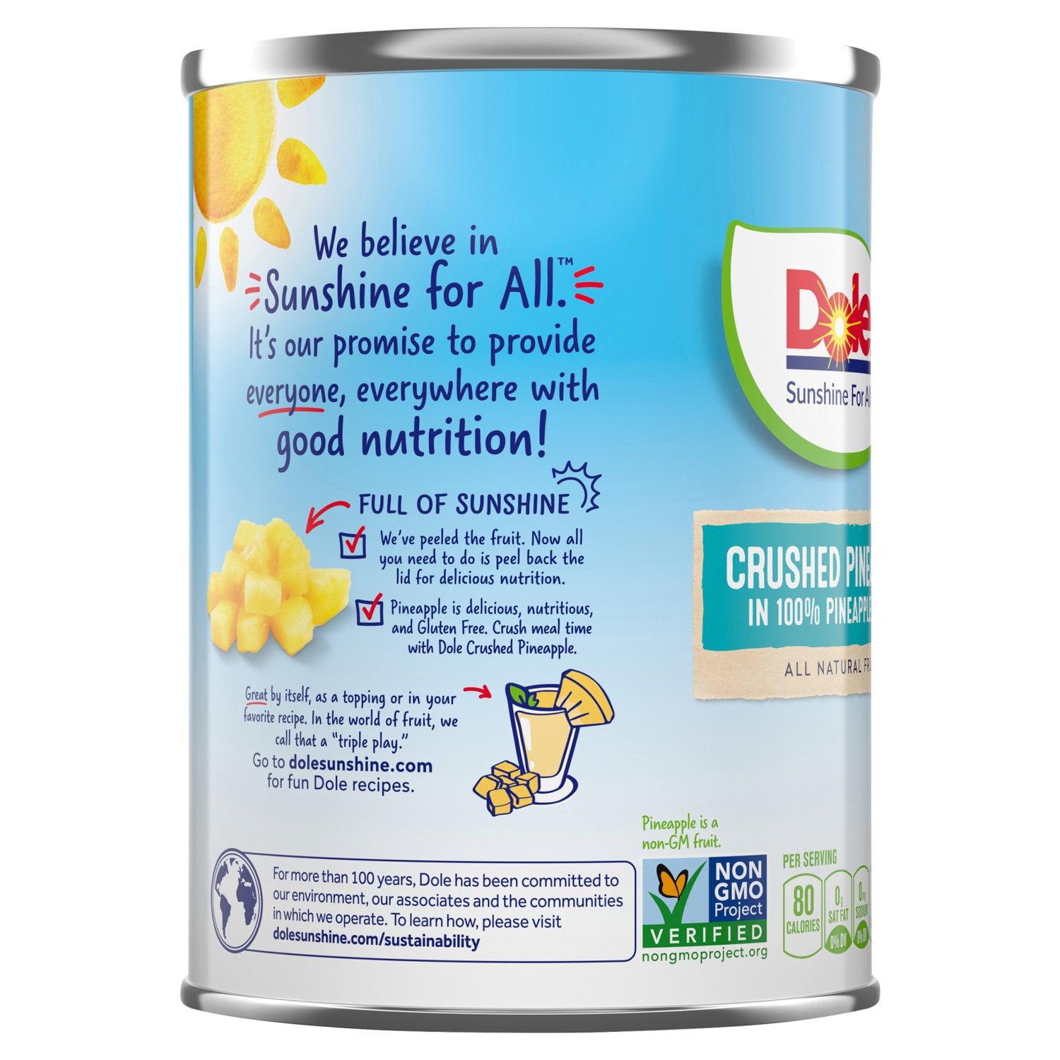 (6 pack) Dole Pineapple Crushed In 100% Pineapple Juice 20 oz Package May Vary