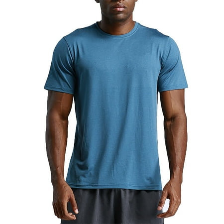 WDZUDU Men's Summer Solid Color Fitting Sport Train Short Sleeved Round Neck Shirts Fashionable Tops For Men Cool Shirts Mens Clothing Todays Daily Deals Clearance