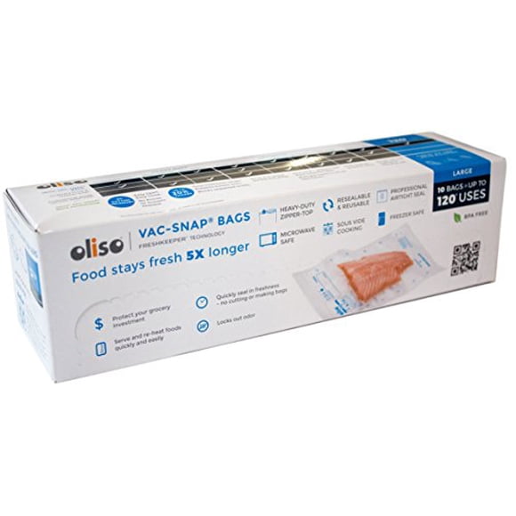 Oliso Pro VAC-SNAP Bags for Oliso Vacuum Sealers, Large, 1 Gallon, 10 Bags