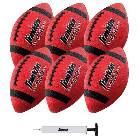 Franklin Sports Junior Size Rubber Football 6 pack Deflated with Pump