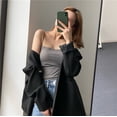 thumbnail image 3 of Camisola sin tirantes con espalda hermosa y sin costuras para mujer, de una pieza, con almohadilla fija en el pecho, para uso interior y exterior, con base envolvente, 3 of 6