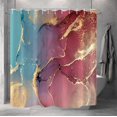 thumbnail image 5 of Red Shower Curtain, Teal Green Marble Shower Curtain for Bathroom Stall RV Abstract Art Decor Waterproof Fabric Shower Curtain Set with Hooks 72x84 inches, 5 of 6