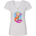 thumbnail image 3 of Inktastic Nautical Orange and Pink Mermaid Sitting on Anchor Women's V-Neck T-Shirt, 3 of 5