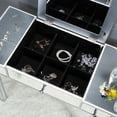 thumbnail image 6 of Makeup Vanity Desk with Flip Top Mirror, Mirrored Vanity Table with 3 Drawers, Dressing Table for Women, Girls, Bedroom, Silver, 6 of 9