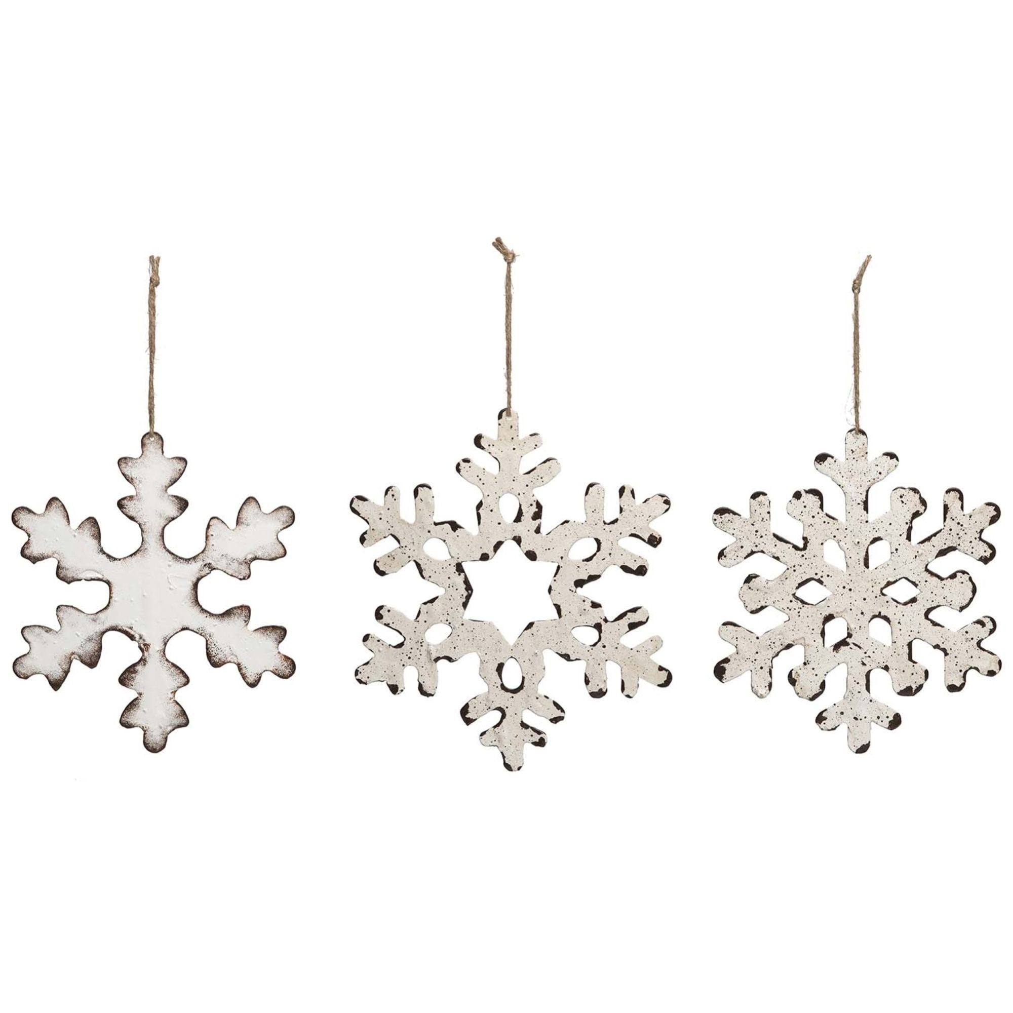 3ct White Rustic Snowflake Hanging Christmas Ornaments 8