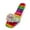 Rainbow, variant on Women Graceful Glitter Shiny Rhinestone Straps Slide Sandals Square Open Toe Flat Slippers Jeweled Casual Shoes Size 12.5 Rainbow