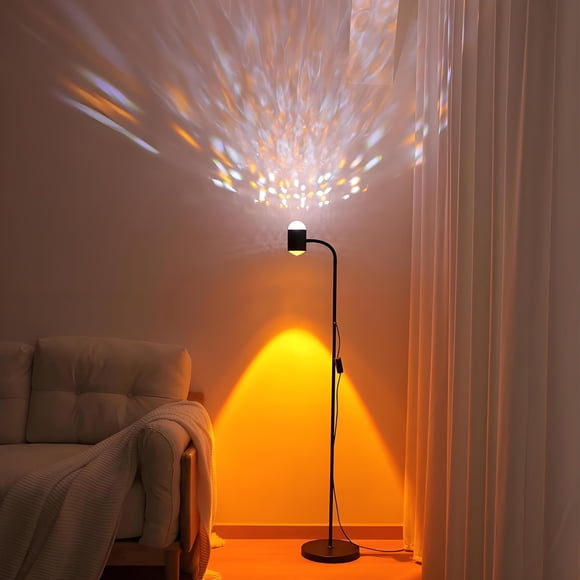 Lámpara de Piso RaGiBow Doble Cabezal Proyección Atardecer y Ondas de Agua LED
