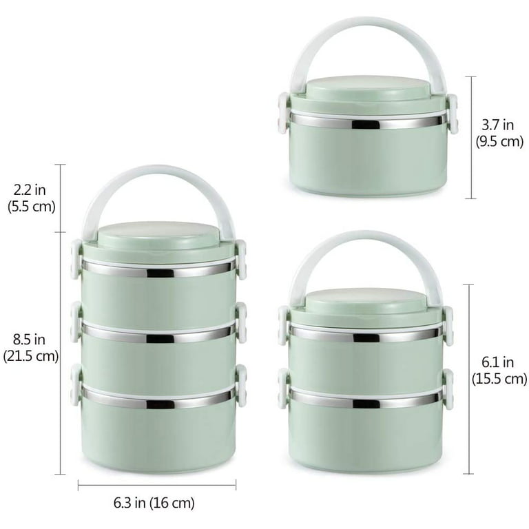 Yirtree Bento Box Adult Lunch Box with Spoon, 1/2/3-Tier Stainless Steel  Stackable Thermal Food Container for On-the-Go Meal and Snack Packing 
