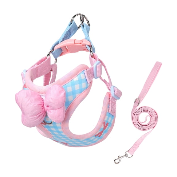 Escape Proof Cat Vest Harness and Leash Set, Adjustable Breathable Mesh Pet Harness with Bow for Walking Outdoor Use(Blue,S)
