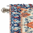 thumbnail image 4 of Retro Ethnic Leaves Curtain Valances Set Flowers Orange Blue Texture Kitchen Curtains 36&nbsp;inch Length Rod Pocket Valance and Tiers 3 Piece Set Small Bedroom Bathroom Laundry Decor, 4 of 9