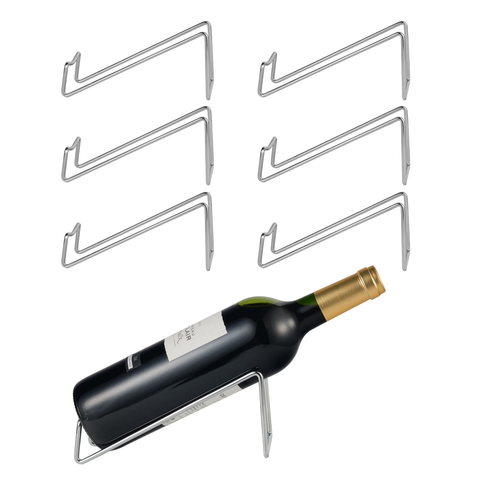 Single Wine Rack, Set of 6 Wine Bottle Holders, Simple Style Metal Wine