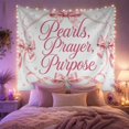 thumbnail image 2 of Pearls Prayer Purpose with Ornate Composed Motivational Written, Mystical Fantasy for Space Lovers, Galaxy Room Decor, Housewarming Gift, Tapestry Wall Hanging for Bedroom and Dorm, 2 of 7