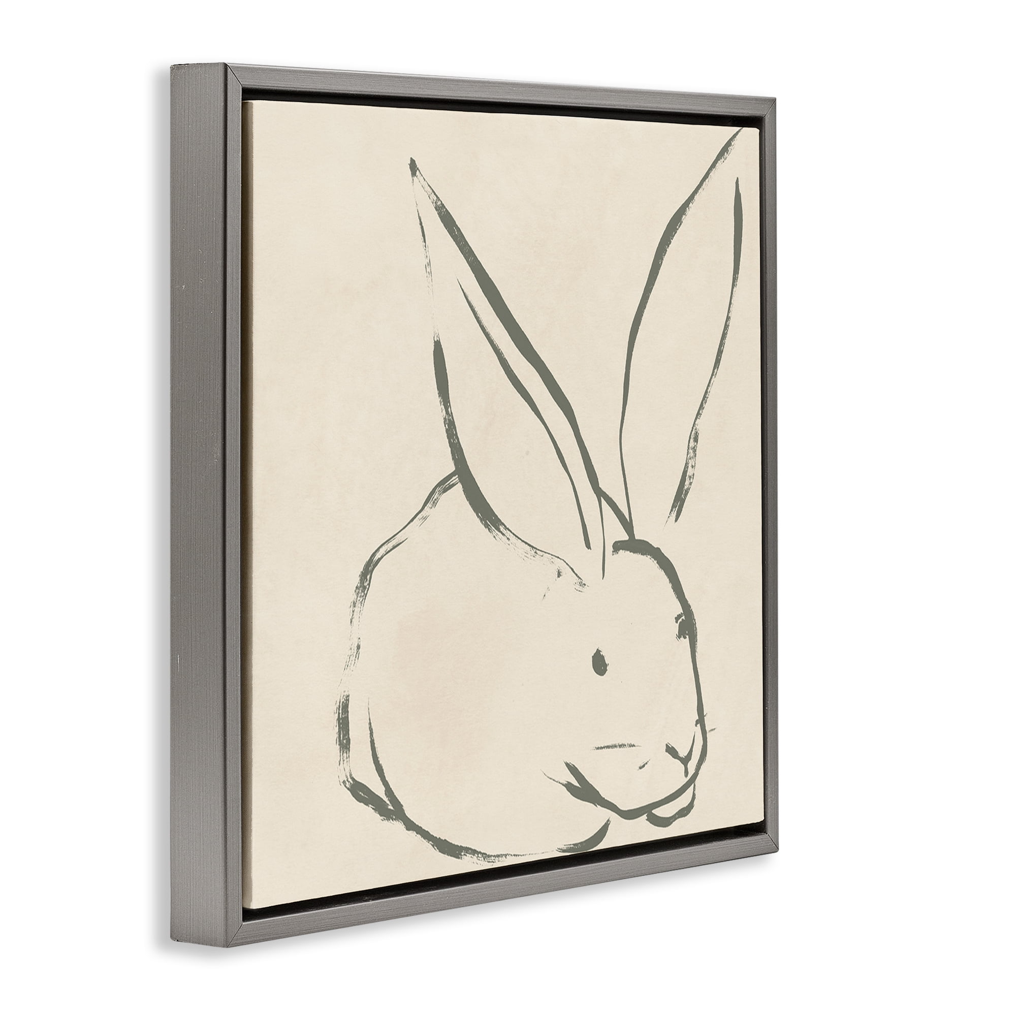 Stupell Industries Simple Rabbit Outline Animals & Insects Drawing Gray Floater Framed Canvas Art Print Wall Art, 25 x 25