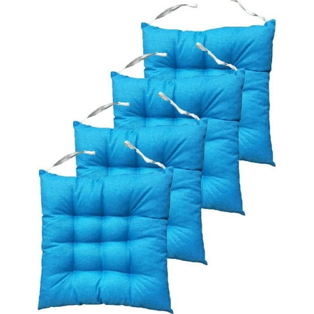 

Firefly hope Set of 4 Square Solid Tufted Chair Pads Indoor Seat Cushions Pillows with Ties Tk Blue 18 x18 x3