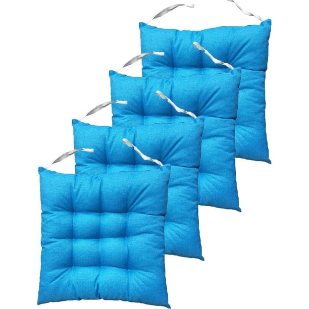 Xiao Hua Juego de 4 cojines cuadrados de capitoné para silla, con lazos, color azul marino, 45,7 x 45,7 x 7,6 cm